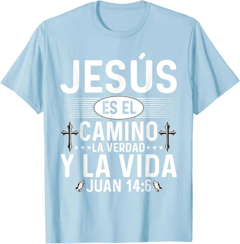 Vista 54 de Camisetas Cristianas en español Versículos Biblia Juan 14:6 Camiseta, Negro, S