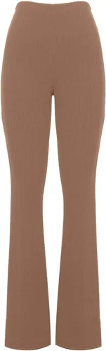 Vista 3 de Pantalones de yoga acampanados de cintura alta para mujer, estilo casual, pierna ancha, punto acanalado, pantalones de descanso, corte de bota