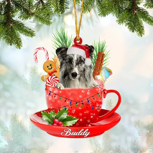 Vista 37 de Alaskan Malamute - Adorno de tetera de perro sentado en una tetera de Navidad, adorno de Navidad con nombre personalizado, adorno de automóvil