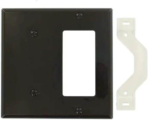 Vista 2 de Leviton Decora/ICFT - Placa de pared para combinación de dispositivos de 2 unidades, 1 blanco, tamaño estándar, 80708