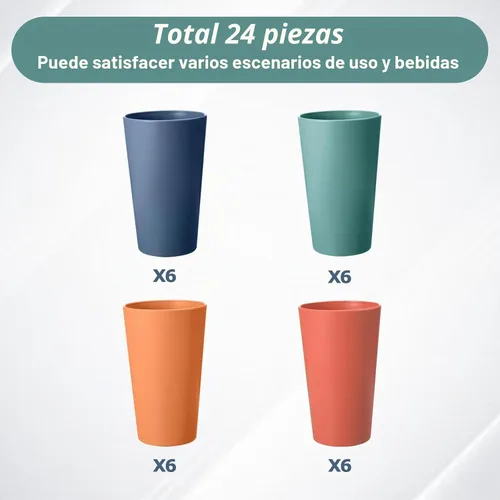 Vista 3 de Juego de 24 vasos de plástico irrompibles, vasos de plástico reutilizables de 20 onzas, vasos de agua apilables, vaso para beber para cocina