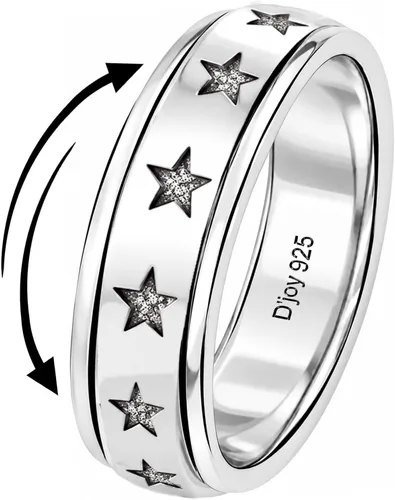 Vista 12 de 925 Sterling Silver Spinner Fidget Anxiety Ring for Women Men Una estrella de la luna