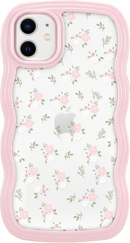 Vista 19 de ZCDAYE Funda compatible con iPhone 11, diseño floral estético, bonita funda rizada y ondulada para mujeres y niñas, funda de TPU suave a prueba