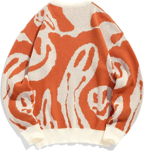 Vista 61 de ZAFUL Y2K - Suéter casual con estampado de llama estética para hombre, suéter de punto holgado, manga larga, cuello redondo
