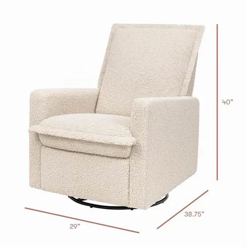 Vista 2 de Babyletto Cali - Silla reclinable giratoria de 360° con brida Cali, lazo de peluche de almendra Almendra Teddy Loop