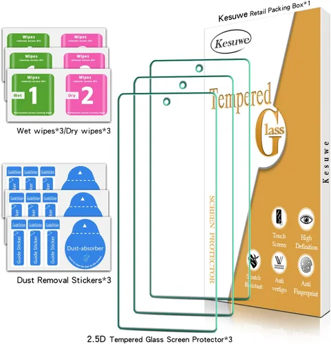 Vista 6 de [Paquete de 3] Protector de pantalla para Google Pixel 6a (6.1 pulgadas), vidrio templado, antiarañazos, antihuellas dactilares, transparente