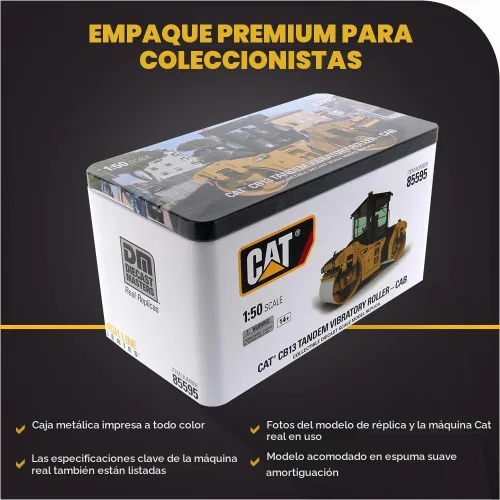 Vista 6 de Diecast Masters Compactador de utilidad CAT Caterpillar CB-2.7 con operador High Line Series 1/50 Diecast Model 85593