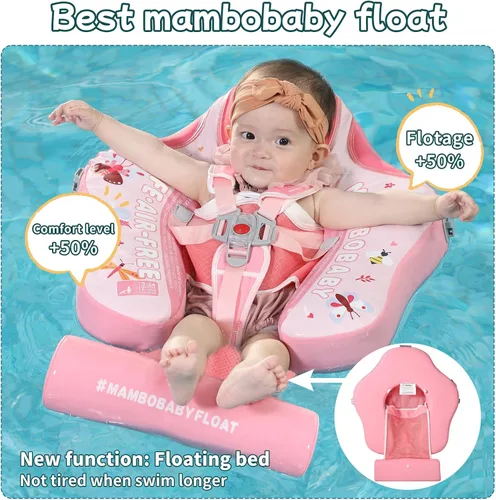 Vista 7 de Mambobaby Flotador con toldo mejorado no inflable para bebé, flotador inteligente de Mambo para natación, flotador de natación para bebé, flotador