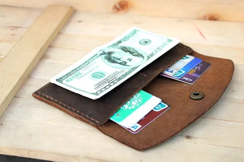 Vista 5 de Handmade High Quality Retro Leather Multi-function Envelope Mobile Phone Card Holder Wallet