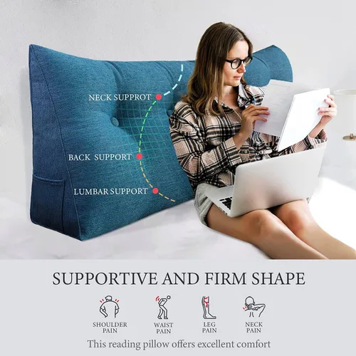 Vista 2 de Funda de almohada para cabecero, funda de almohada grande de cuña para cama, triangular, almohada de lectura, soporte de espalda, funda de almohada