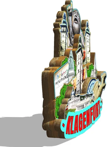 Vista 2 de Austria Klagenfurt imán de nevera de madera 3D monumentos de viaje coleccionables recuerdos decoración hecha a mano - 2
