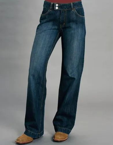 Vista 2 de Flamingals Jeans rasgados de pierna recta para mujer, jeans vintage de cintura media