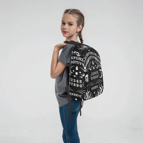 Vista 8 de SWEET TANG Mochila de viaje ligera para ciclismo, senderismo, para hombres y mujeres, Tatuaje Esqueleto Cráneo Tablero Negro, Mochilas de viaje