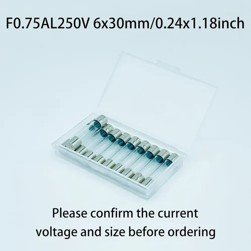 Vista 3 de Fusible de soplado rápido F0.75AL250V 0.236x1.181 in Paquete de 10 fusibles de vidrio 0.75A 0.75A 0.75Amp 250V fusibles de vidrio 0.24x1.18 pulgadas