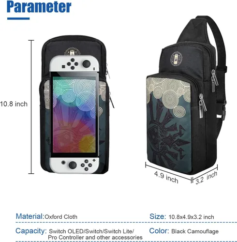 Vista 6 de Xishwon Backpack Carrying Travel Bag for Nintendo SwitchLiteOLEDConsoleDockJoy-Cons&Accessories Storage, Portable Nylon Waterproof Crossbody