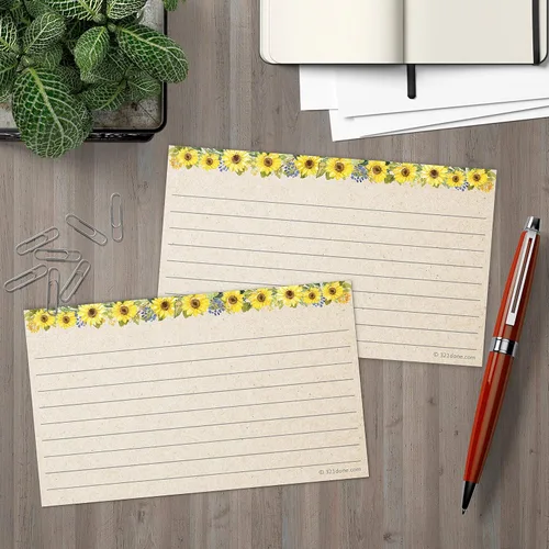 Vista 3 de 321Done Tarjetas de notas rayadas, tarjetas de índice de girasol de 3 x 5 pulgadas de grosor, cartulina marrón kraft, tarjetas de notas y artículos
