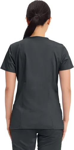 Vista 5 de Workwear Revolution Mujeres Scrubs Top V-cuello WW620 Negro