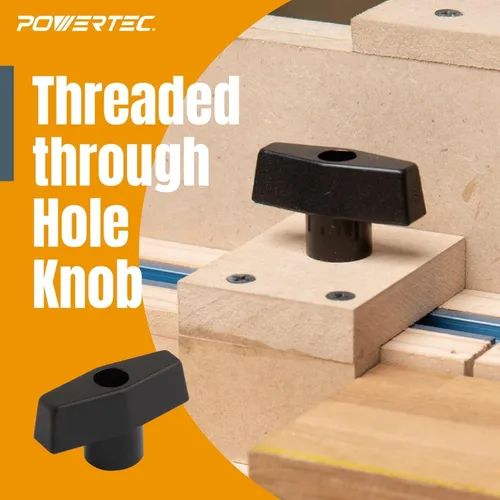 Vista 10 de POWERTEC 72080 Kit de intersección de pista en T de 3 pulgadas, 2 juegos con tornillos para madera y kit de 16 piezas de perilla de pista en T que