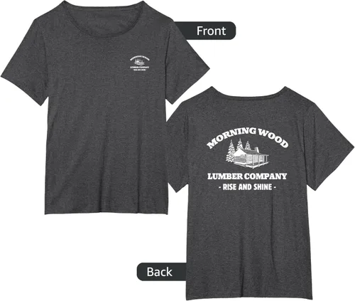 Vista 29 de Morning Wood Lumber Company - Camiseta con estampado de espalda delantera, Negro, S