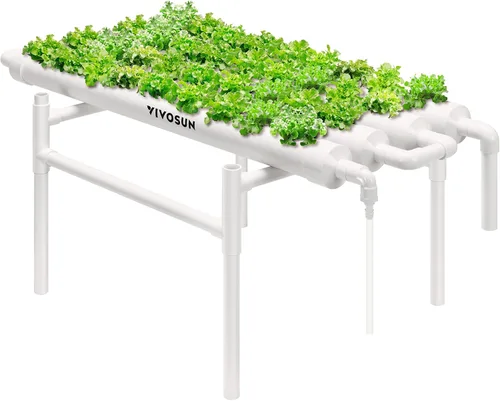 Vista 10 de VIVOSUN Kit de cultivo hidropónico montado en la pared, 1 capa, 36 sitios de plantas, 4 tubos de PVC-U de grado alimenticio, sistema de plantación