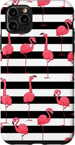 Vista 11 de Funda de regalo para iPhone 13 Flamingo Negro Blanco Rayas Cool Animal Bird Lover
