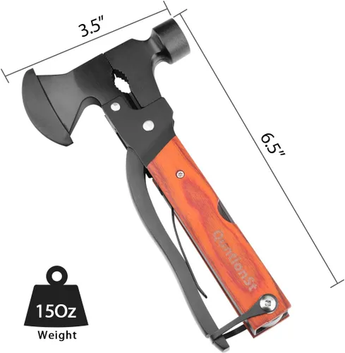 Vista 3 de Accesorios de campamento, multiherramienta, mango de madera, martillo de hacha multiherramienta, relleno de calcetines para hombres, regalos