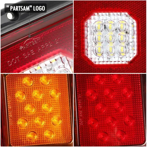 Vista 5 de Partsam 2x luces LED triples traseras 45 LEDs, rectangulares, montaje vertical u horizontal, luces LED para remolque, camión, cámper, RV, luz