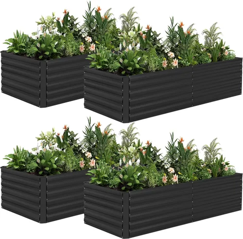 Vista 30 de NAVINE Cama de jardín elevada de 8 x 4 x 2 pies, macetas elevadas de metal grande, macetas para plantas al aire libre para verduras, flores