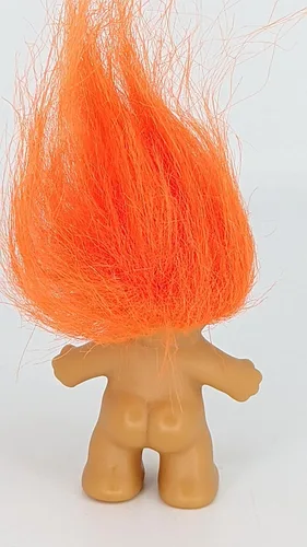 Vista 2 de Muñeca Troll Pelo Naranja Reto Vintage Viejo 2 pulgadas Bingo Buena Suerte