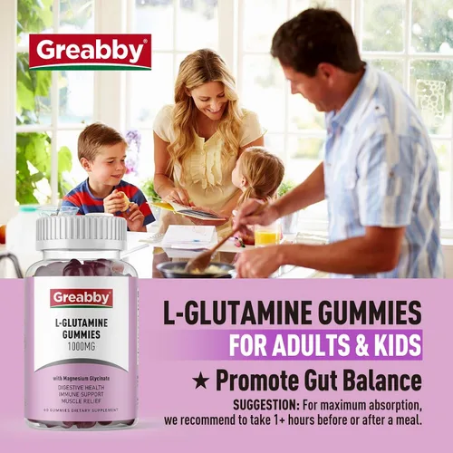 Vista 2 de L Glutamine - Gomitas de 1000 mg, alivio muscular y apoyo inmunológico, suplemento de aminoácidos con glicinato de magnesio, veganas y sin OMG, sin