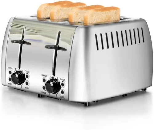 Vista 8 de Tostadoras de acero inoxidable de 2 rebanadas de ranura ancha para bagels 6 Browning Setting, Bagel/Reheat/Defrost/Cancel Function, Slim Toaster 2