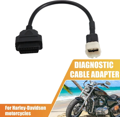 Vista 2 de X AUTOHAUX 6 Pin a OBDII OBD Cable Cable Adaptador de Diagnóstico Cable Adaptador de Cable de Diagnóstico de Motocicleta OBD2 Escáner Adaptador