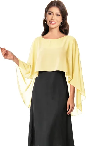 Vista 15 de Baoqiya Women's Shawls and Wraps for Evening Dresses Chiffon Cape verde ( Bean Green )