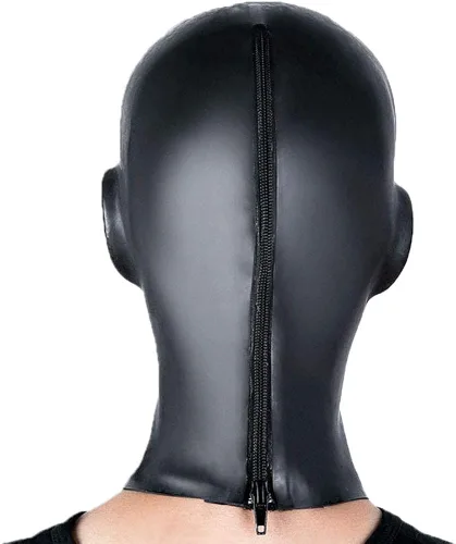 Vista 4 de Negro 3D látex máscara de goma unisex capucha rojo Teetch Cosplay tubo nasal Club sexo BA05