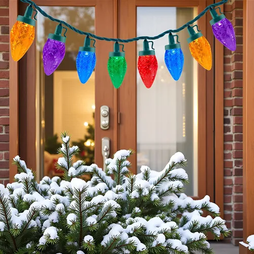 Vista 5 de YULETIME Tira de luces LED multicolor C9 fresa para Navidad, 68 pies 100 unidades con espaciado de 8" impermeable, luz de cadena festiva