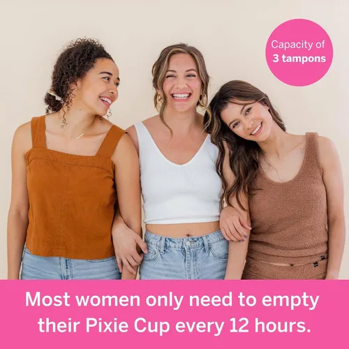 Vista 4 de Copa menstrual de Pixie - Sin metales ni toxinas - Clasificada como la más suave y reutilizable - Uso de 12 horas - 100% de silicona de grado médico