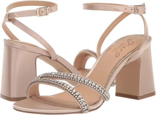 Vista 7 de Jewel Badgley Mischka Rosa - Sandalia de tacón con correas de piedras preciosas