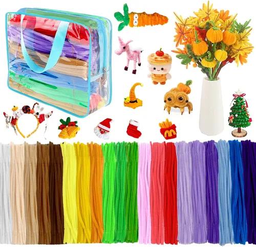 Vista 13 de 1000 piezas de limpiadores de tuberías para manualidades, kit de 18 colores surtidos