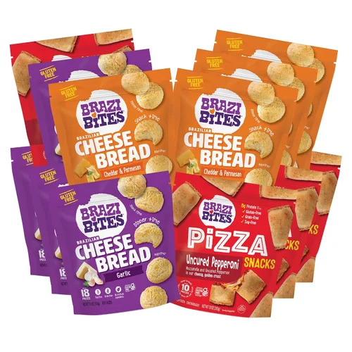 Vista 7 de Brazi Bites Pan de queso brasileño sin gluten: queso cheddar y parmesano Snacks de pan congelados vegetarianos Sin soja Sin ingredientes