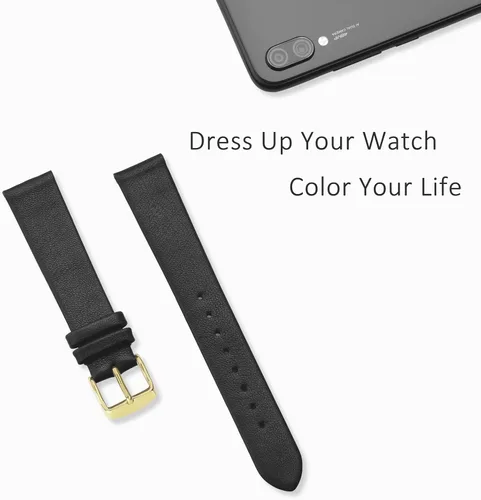 Vista 2 de WOCCI Correas de reloj elegantes, correas de repuesto de cuero genuino para hombres y mujeres, ancho de la correa 0.315 in, 0.394 in, 0.472 in