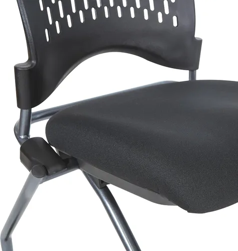Vista 8 de Office Star - Silla anidadora plegable de plástico ventilado alrededor de la espalda, paquete de 2, tela FreeFlex de carbón