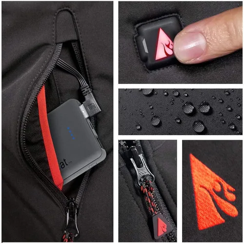 Vista 6 de ActionHeat Chaqueta térmica con batería de 5 V para hombre con calefacción de tres zonas, control táctil para esquí, campamento, motociclismo