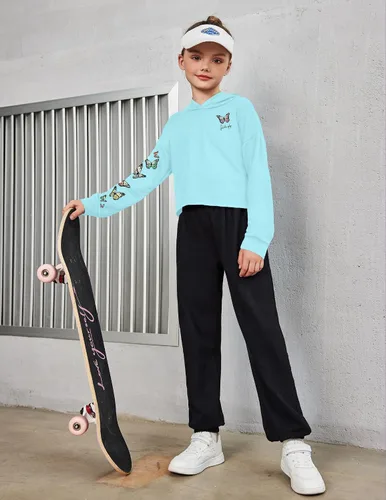 Vista 3 de Arshiner - Sudadera corta con capucha y manga larga con teñido batik para niñas