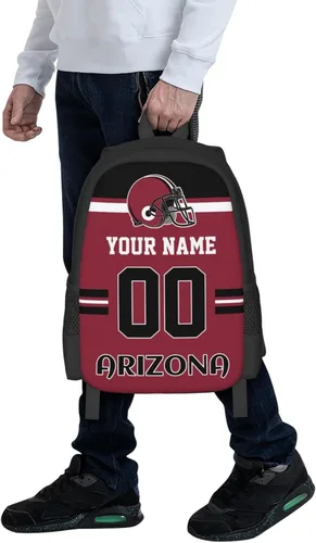 Vista 6 de Mochila de estilo de fútbol personalizado Mochila personalizada con nombre y número Mochilas personalizadas de alta capacidad bolsa regalos, Arizona