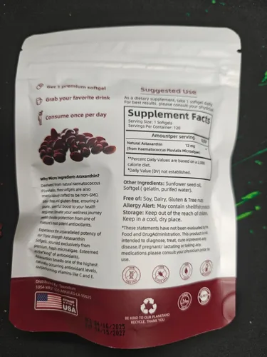 Vista 9 de Zions Astaxantina orgánica de 12 mg, vitaminas para la piel de triple fuerza para mujeres con actividad antioxidante, apoya la salud inmunológica
