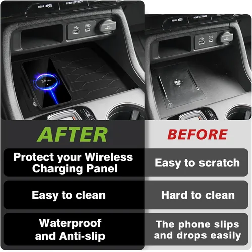 Vista 6 de Muslogy Compatible con Honda Pilot 2023-2025/2026 Passport Accesorios de Consola Central Cargador Inalámbrico Alfombrilla Protectora Insertos