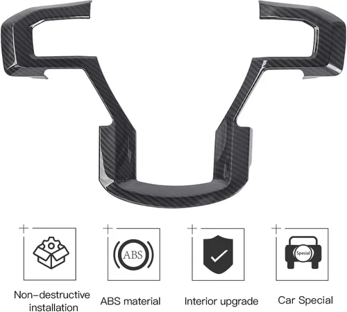 Vista 3 de Linskip Moldura para volante compatible con Ford F150 2015-2020 y F250 F350 Super Duty 2017-2022, para Ford Expedition 2018-2021, funda para Negro