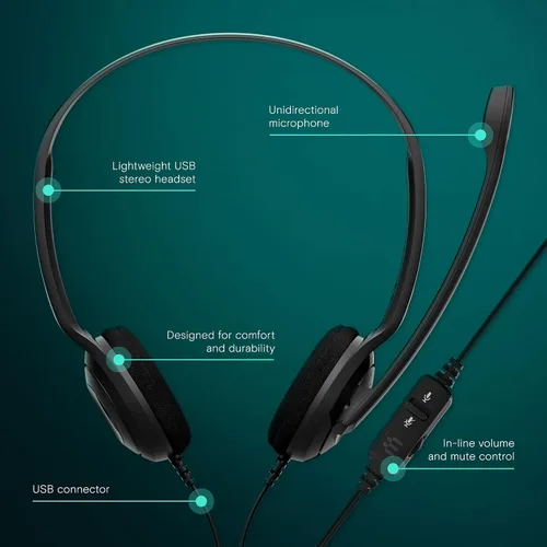 Vista 5 de Sennheiser PC 8 USB - Auriculares estéreo USB para PC y MAC con control de volumen y silencio en línea, color negro