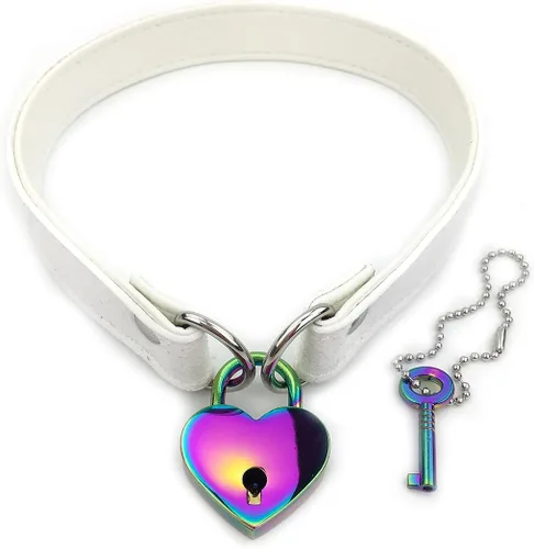 Vista 6 de Collar de Gargantilla con Candado y Llave con Candado de Corazón para Mujeres y Hombres, 14 pulg.