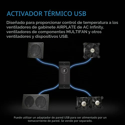 Vista 2 de Controlador AC Infinity 1, disparador térmico para AIRPLATE, MULTIFAN, ventiladores USB